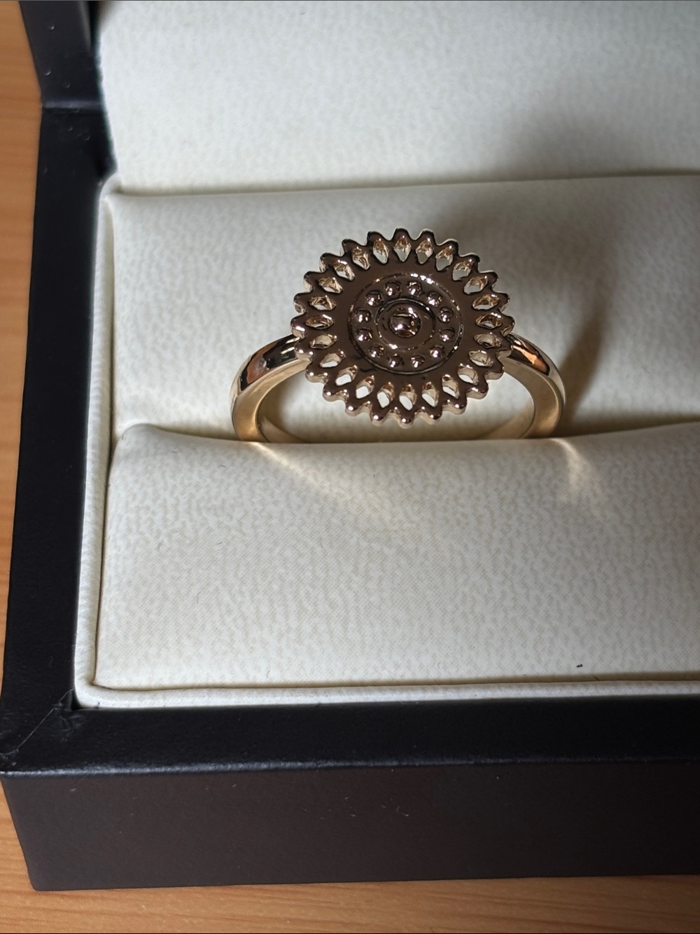 Gold Tone Floral Sunburst Ring - Elegant Women's Statement Ring BOX NOT included